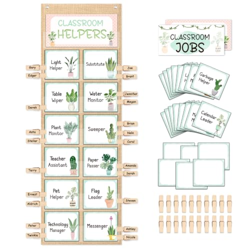 Class Jobs Pocket Chart Class Management Educational Pocket Chart Teacher's Helper, Preschool Classroom Must Haves Supplies, Great for Classroom Homeschool