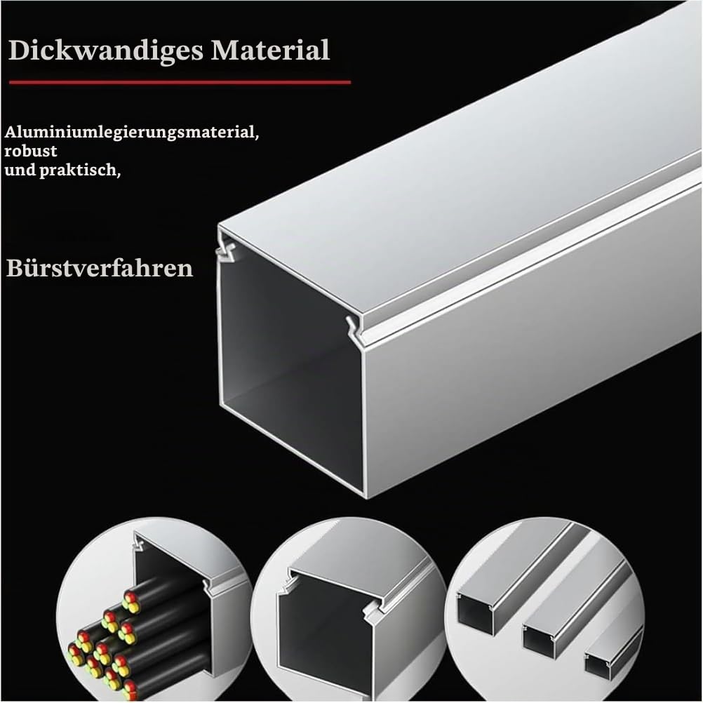 RSBFER 4 m Aluminium-Kabelkanal, Kabelkanal-Set, Offener Kabelkanal, Kabelkanal-Managementsystem für den Innen- und Außenbereich,25x15mm
