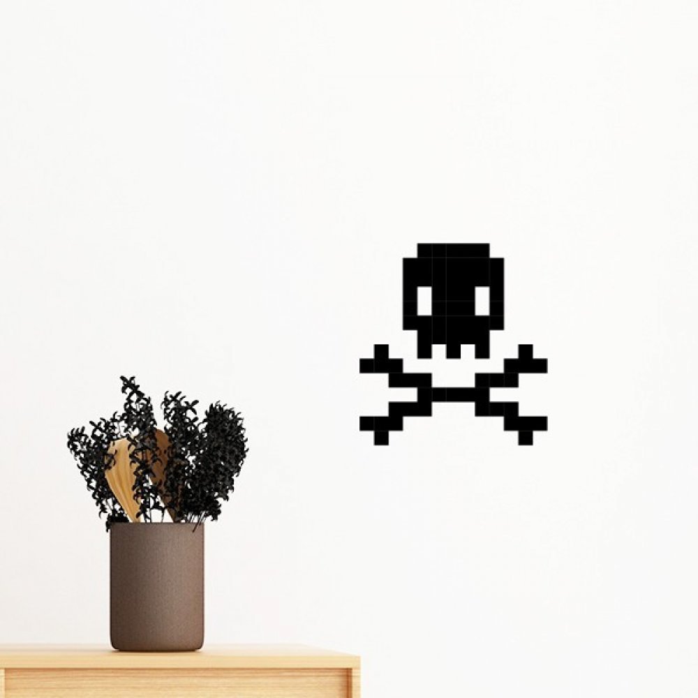Sticker mural crâne pirate pixel DIYthinker autocollant amovible 60cm pour chambre