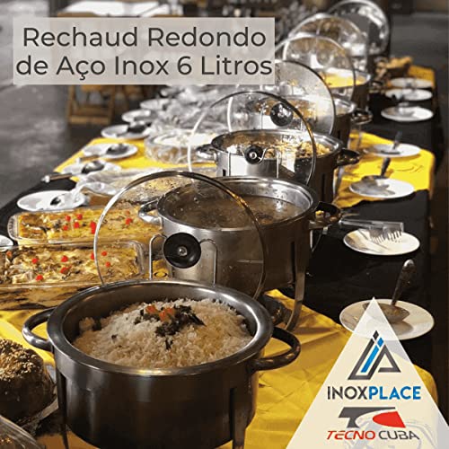 Rechaud Redondo de Aço Inox Capacidade 6 Litros Tecnocuba