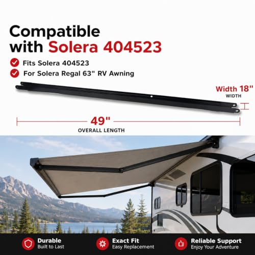 49" RV Awning Inner Drive Arm Replacement, Compatible with Solera Regal 63" Assembly 404523, 49"x1.75" Black Aluminum Rail, Anti-Rust Powder Coated Heavy Duty Part by joytrace - Used condition - Image 2