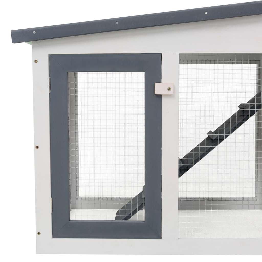 Gran conejera de madera de abeto lacada de 201 x 45 x 85 cm con techo bituminoso, 2 niveles, puertas con cerradura, resistente a la intemperie, ideal para conejos, cobayas, roedores y animales