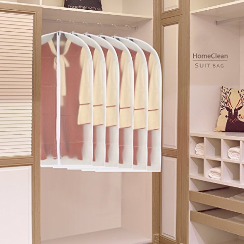 Garment Bag Clear 24'' X 40'' Suit Garment Bags White Breathable Full Zipper Dust Cover For Suit Dance Clothes Closet Pack Of 6 #TOP5