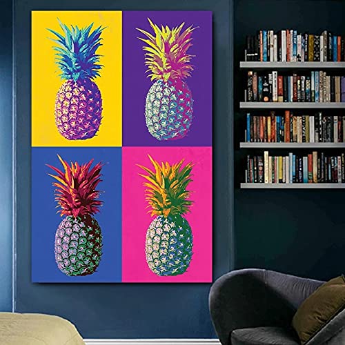 Ananas coloré peinture sur toile pour relooker un mur vide