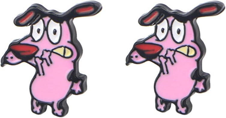Cartoon TV Show Courage Cowardly Dog Earrings Stud, Metal Ear Stud for Girls Women and Men