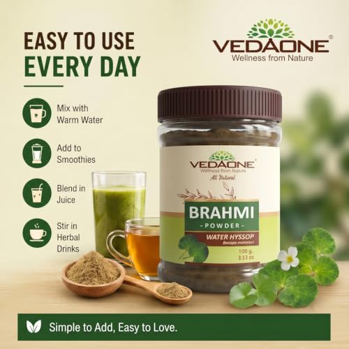 Image of VEDAONE Brahmi Powder (Bacopa monnieri) 100g | Ayurvedic Herbal Powder | Traditionally Used for Memory & Cognitive Wellness