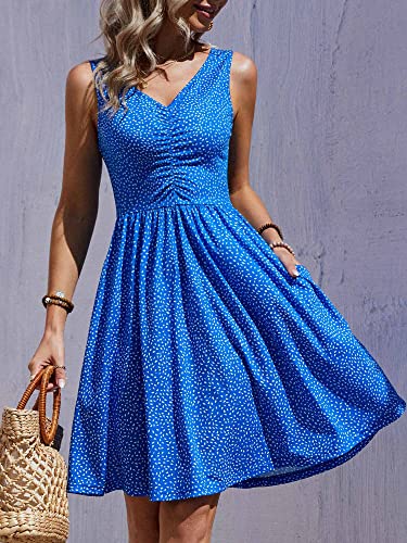 Guberry Women's Sundresses A Line Fit And Flare Floral Tropical Dresses For Juniors Mini Sleeveless Sun Dresses Women Summer Casual Knee Length Empire Waist Dress(Medium,Floral-2) #TOP5