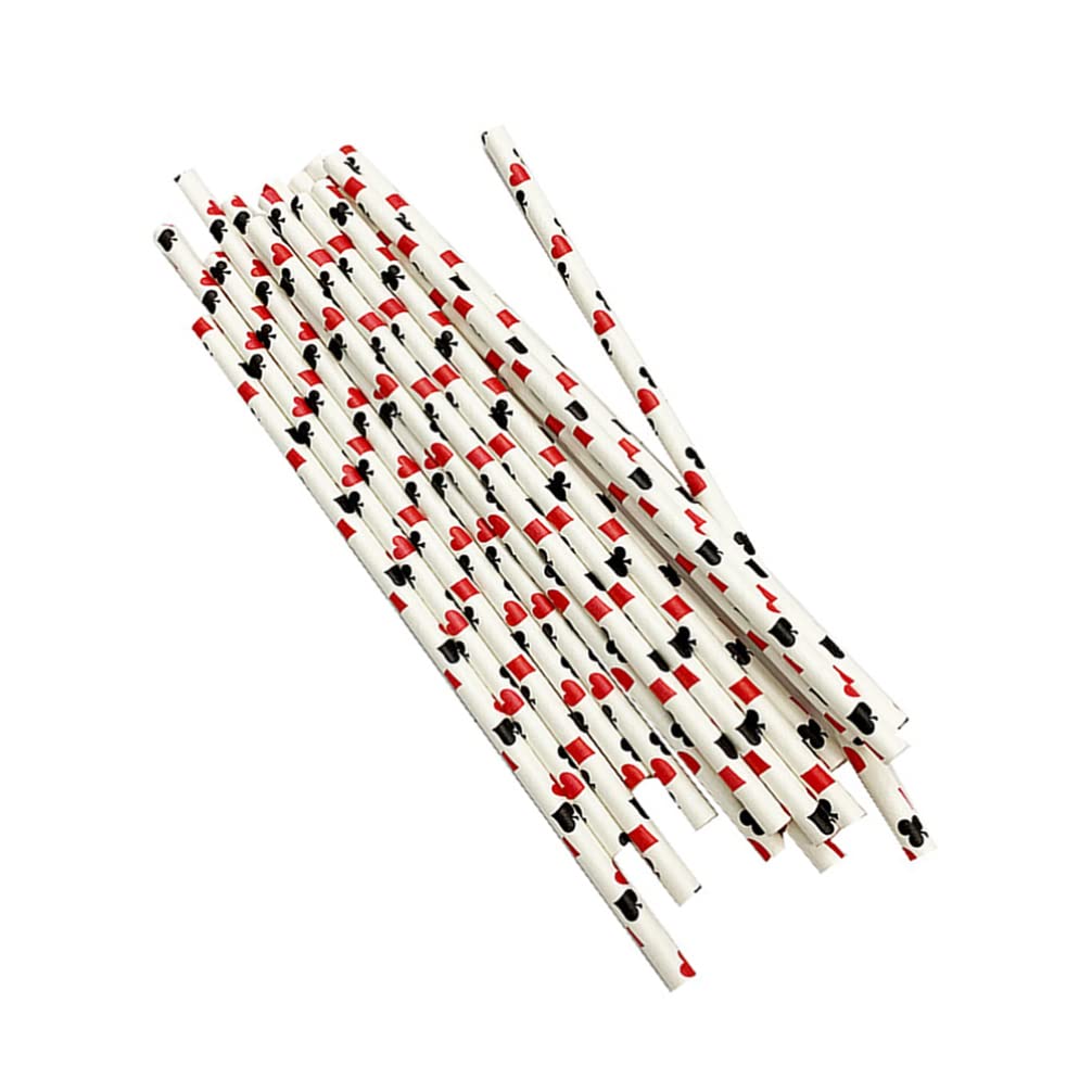 Pailles papier dégradable décoration poker casino pour cocktail anniversaire 100pcs
