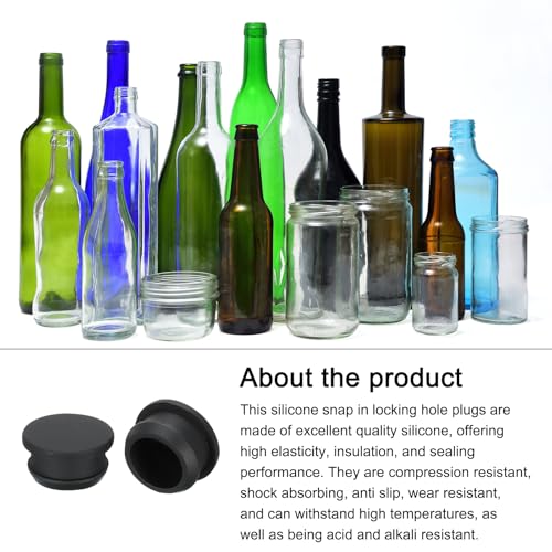 Image of Snap in Locking Hole Plugs Rubber Panel Seal Cover Drilled Silicone Caps, [for Kitchen Rubber, Waterproof Sealing Plugs] - 24mm /0.9in /Black /6Pcs