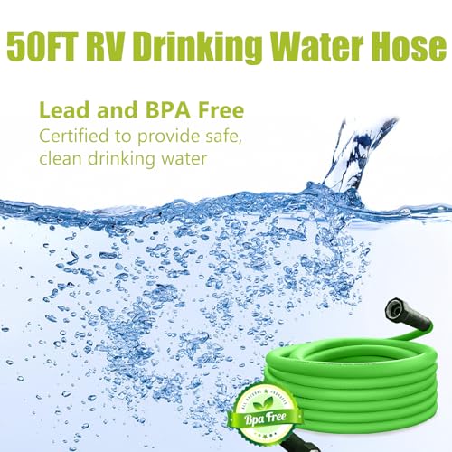 Image of Cupohus RV Water Hose 50FT 5 /8''ID Potable Food Drinking Water Hose