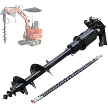 Mini Excavator Auger Drill Attachment For 0.8 to 1.5 Tons Diameter 200mm with 2 Hydraulic Hoses,or Digging Holes, Drilling Pilesf Planting 200mm+300mm