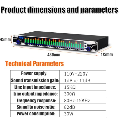 Mezclador de Audio Estéreo Dual, Ecualizador Gráfico de 31 Bandas, Controlador de Efectos para DJ, Procesador Digital para Estudio de Grabación miniatura 6