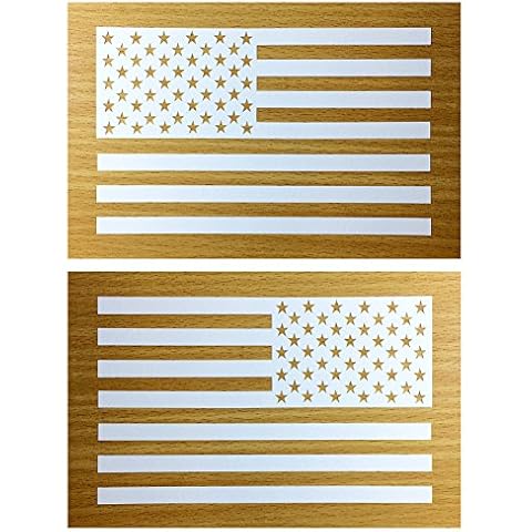 American Flag Decal Sticker Die-cut Vinyl Tactical Military USA Merica United States Marines Army Navy Airforce Pair (6.5" x 4", White) Cover