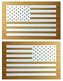 American Flag Decal Sticker Die-cut Vinyl Tactical Military USA Merica United States Marines Army Navy Airforce Pair (6.5' x 4', White)