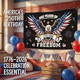 250th Anniversary Decorations - 4th of July Backdrop for Memorial Day | 1776-2026 America Merchandise Patriotic USA Freedom Photo Booth Background Banner for Home Indoor Outdoor,Fourth of July Accessories