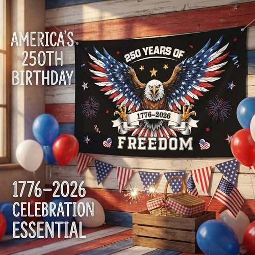 250th Anniversary Decorations - 4th of July Backdrop for Memorial Day | 1776-2026 America Merchandise Patriotic USA Freedom Photo Booth Background Banner for Home Indoor Outdoor,Fourth of July Accessories