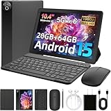 MUISOO Android 15 Tablet, 10.4 inch Tablet, Android Tablets with Keyboard Pen Case Mouse Earphone, 20GB RAM+64GB ROM (TF 1TB), 5000mAh, WiFi 6, BT5.4, Dual Cameras & Speakers, Black