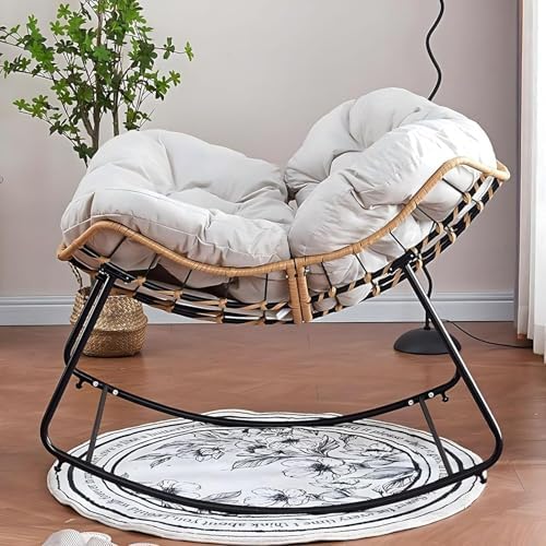 Patio Leisure Rocking Chairs，Padded Rocking Chair - Oversized Adult Lounge Balcony Steel Frame Patio, Garden and Living Room OutdoorIndoor Comfort Office Chair