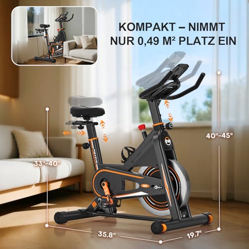 [2026 Aktualisiert] Heimtrainer Fahrrad, DMASUN Leiser Ergometer Hometrainer Fahrrad mit 0-100% Widerstand, Display& Tablet-Halterung, Kardio Training Indoor Cycling Bike mit bequemem Sitz, Bis 160KG