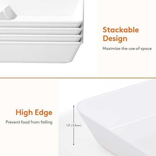 Miniatura 14 de Lifewit Bandeja de servir dividida para suministros de fiesta, 6 bandejas de plástico de 15 x 10 pulgadas para servir alimentos, bandeja blanca