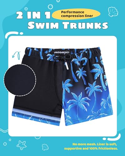 Image of maamgic Boys Swim Trunks with Compression Liner Toddler Stretch Swim Shorts