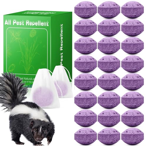 24 Pack Skunk Repellent Outdoor - Raccoon Repellent for Indoor Outdoor Natural Peppermint Oil Mole Repellent Safe for Pets & Kids Repels Skunk Raccoon