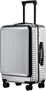 Side-Opening Suitcase Business Suitcase Home Suitcase Universal Wheel Trolley Case Cabin Case(Silver,26in)