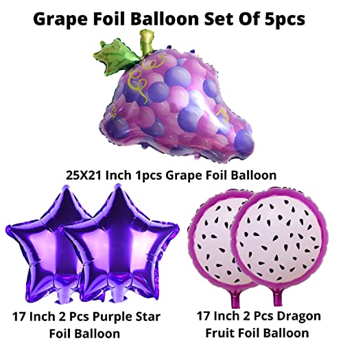 Image of Atpata Funky Fruit Theme Foil Balloon Combos (Grapes), Multicolour