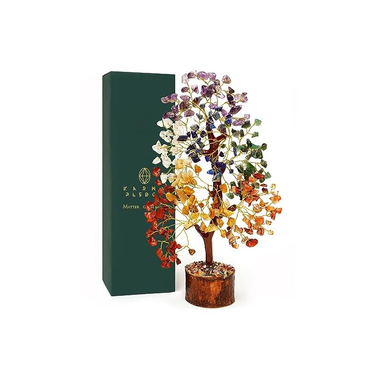 Crystal Tree of Life 7 Chakra Healing Crystal Trees for Home and Office Desk Decoration, Handmade Crystal Decor Feng Shui Money Bonsai Trees for Positive Energy, Good Luck Spiritual Gifts for Women