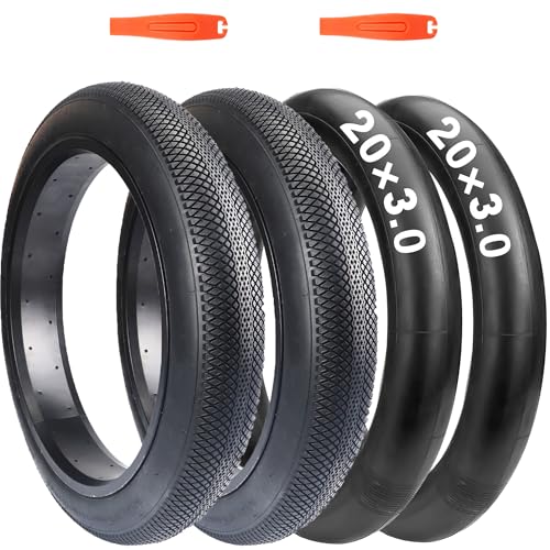 MAKELEN 20x3.0 (76-406) Fat Tire Sets (2 Tires + 2 Inner Tubes) - Foldable, All-Terrain, for Electric Bikes, Snow Bikes, and Beach Cruisers - Shallow Tread for Urban and Dry Rural Roads
