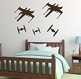 Star Wars Wall Decals - TIE Fighters Versus X-Wing Starfighter Spaceship Stickers - Space Battle...