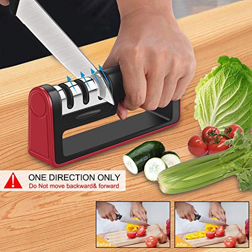 Kitchen Knife Sharpener - 3-Stage Knife Sharpening Tool Helps Repair, Restore and Polish Blades - Thumbnail 4