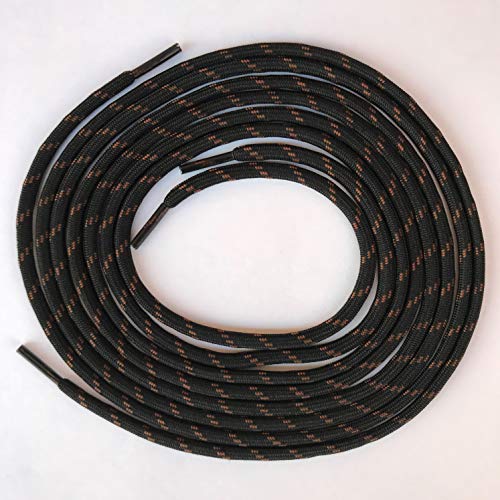 B&Q 3 Pairs Heavy Duty Round Boot Laces Shoelaces For Hiking Walking Construction Safety Work Boots Shoes (63"(160Cm), Black/Red Spot) #TOP3