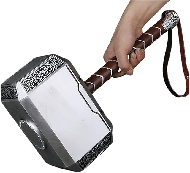 damdos Halloween Prop 44cm 1:1 Thor's Hammer Stormbreaker Thor Thunder Hammer PU Foam With Belt Cosplay Props Birthday Gifts