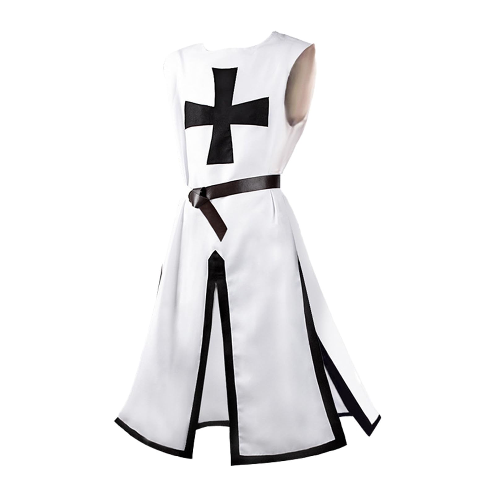 Caxndycing Men's Medieval Tunic LARP Knight Shirt Skirt Robe Cosplay Costume Halloween Party Medieval Costume Viking Renaissance Stand-Up Collar Shirt, c, XL — image 1