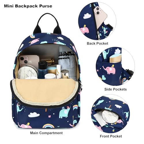 Image of Elephant Mini Backpack Women Girls, Small Backpack Purse for Adults Teens Kids School Travel (Blue)
