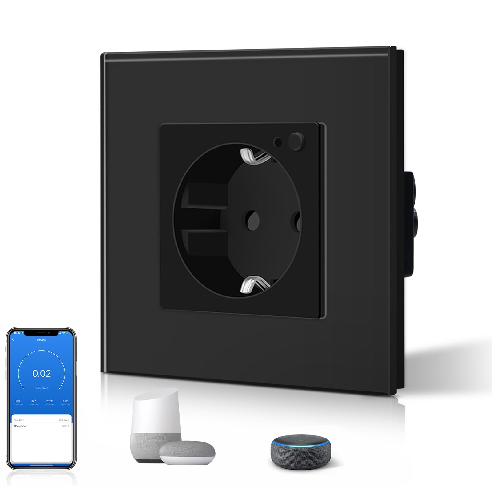 BSEED Enchufe Inteligente con 20W USB y Tipo C,Mate Enchufe Pared Wifi con Medidor Consumo,Control Remoto por APP & Voz,Requiere Cable Neutro,1 Enchufe,Blanco 86mm — view 132
