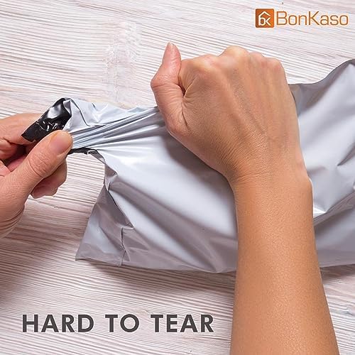 Image of BonKaso Poly Courier Bags 5x10 Inches with POD | 55 Microns Thickness | Tamper Proof & Waterproof | Durable Plastic Packaging Envelopes for Shipping - Pack of 200