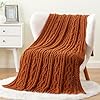 Battilo Caramel Throw Blanket for Couch, Rust Throw, 51" x 67", Super Soft Warm Chenille Cable Knit Blanket Boho Decorative Fall Throw Blanket for Bed, Sofa and Living Room #4