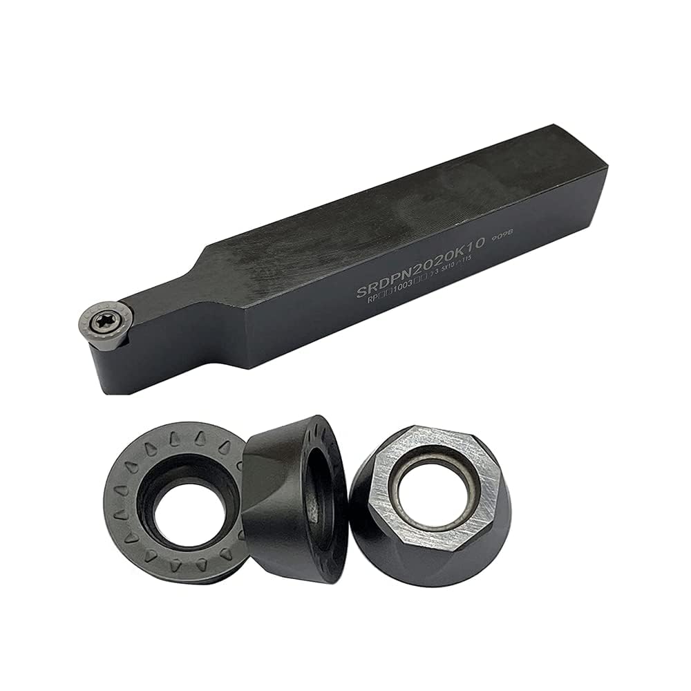 SRDPN2020K10 (20 mm x 125 mm) + RPMT10T3 45 ° Tour Support d'outil de tournage, convient pour les inserts ronds en carbure de tungstène RPMT10 RPMT08