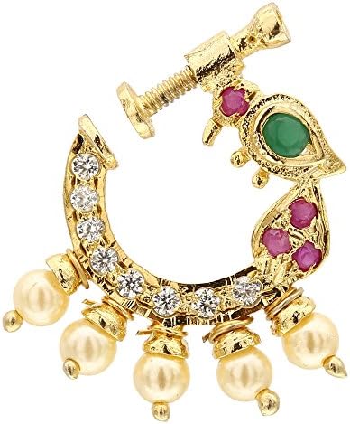 Sasitrends Sasitends Present Peacock Design Non-Piercing Screw Press Nose Pin For Women And Girls