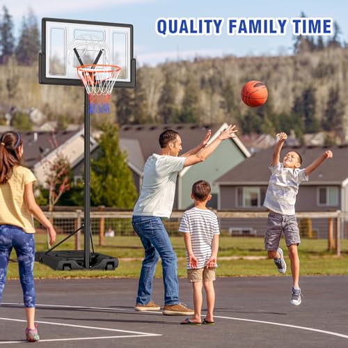 Yohood Basketball Hoop Outdoor 10ft Adjustable, Portable Basketball Hoop Goal System for Kids Youth and Adults in Backyard/Driveway/Indoor, 44 Inch Shatterproof Backboard and Larger Base