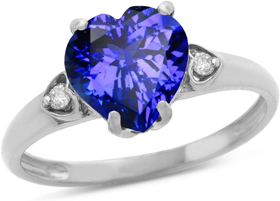 Star K 10k White Gold Heart Shaped 8mm Engagement Promise Wedding Ring