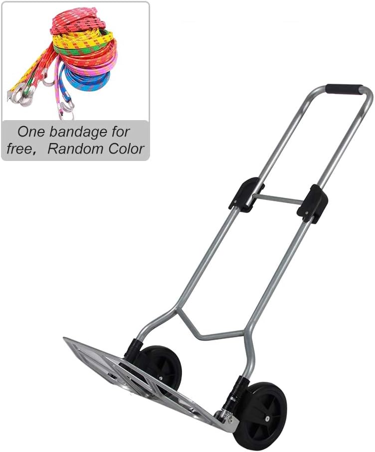 Soges Folding Hand Cart and Dolly with Wheels Portable Hand Truck Compact Utility Cart with Bandage, Light Weight, 155lbs Capacity, JHKT-2021