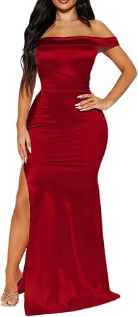 TDiooCor Womens Formal Party Dresses Ruffle High Slit Sexy Evening Curvy Wrap Long Black Dresses