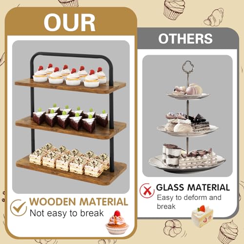IBUYKE Cake Stand,Wood 3 Tier Cupcake-Stand Tower,Set of 2,Cupcake Stand for 50 Cupcakes,Cupcake Display Stand for Party Christmas - Image 4
