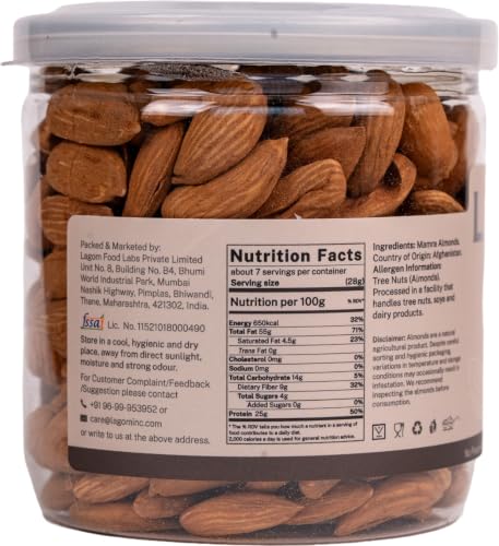 Image of Lagom Mamra Almonds 200g | Premium Afghan Mamra Badam | Medium Sized, Rich & Naturally Nutty | No Added Preservatives | Vegan, Gluten Free, Non-GMO