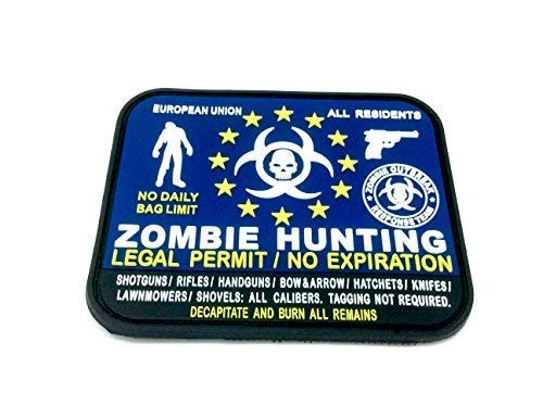 Permiso Legal Caza del Zombi de la UE Todos los residentes de PVC Airsoft Patch Azul
