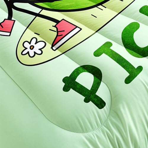 Image of AILONEN Pickle Comforter Set Twin Size, Cartoon Vegetable Printed Bedding Set,Just A Girl Who Loves Pickles Comforter Sets for Girls Kids,Cute Cucumber Pattern Duvet Set 3Pc,1 Quilt and 2 Pillowcases