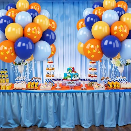Image of Blue and Orange Balloons, 30 Pcs 12inch Royal Blue Gold Latex Orange Balloons White Balloon for Kids Boys Ball Birthday Baby Shower Party Decoration
